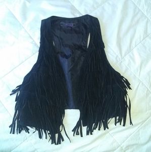 Fringe leather vest